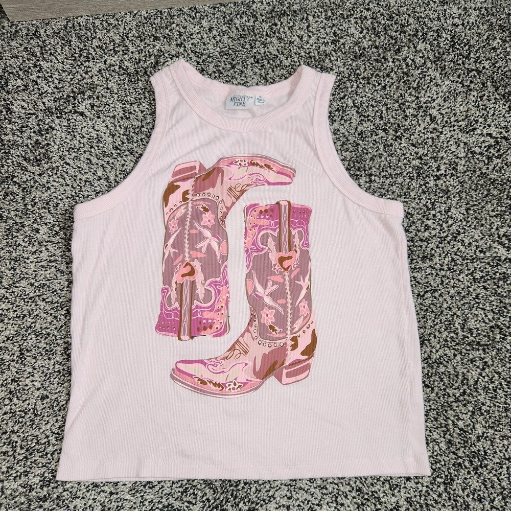 Cowboy Boots Tank Top Women's Xl Pink Nashville Cowgirl Rodeo Bachelorette Party